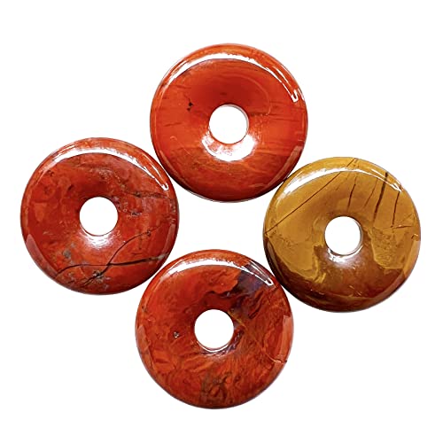 Ladeukoi Großes Loch 7mm Glückliche Münze Anhänger Perlen Charms für die Schmuckherstellung,Kristall Amulett Frieden Kreis Donut Stein Perlen Supplies 1.18"(30mm), 4Pcs, Mookaite von Ladeukoi
