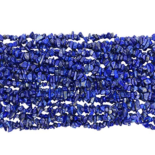 Ladeukoi Unregelmäßige Trommelsteinperlen für die Schmuckherstellung, Heilkristall Gebohrte Lose Perlenstrand DIY Handwerkszubehör, 5-8mm, Lapis Lazuli von Ladeukoi