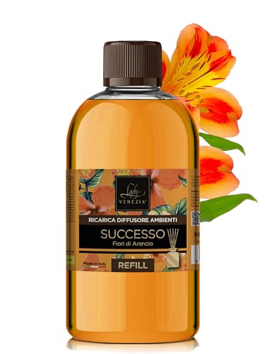 Raumduft Nachfüllflasche - Orangenblüte - 500 ml - Diffusor-Nachfüllung für langanhaltendes Aroma - Lady Venezia - Made in Italy - Raumduft Refill für Wohlfühlatmosphäre von Lady Venezia
