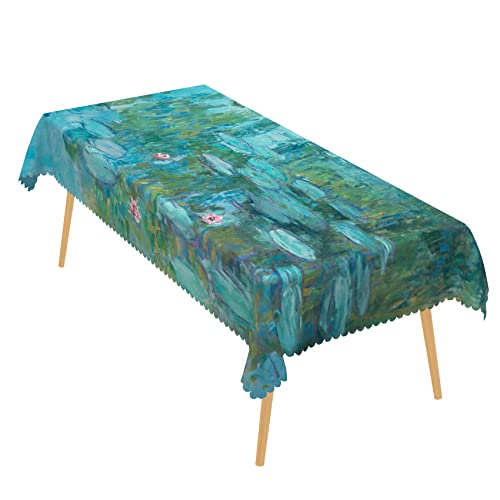 Laeacco Tischdecke mit abstraktem Ölgemälde, rechteckig, Lotusblüte, Blätter, Wassergras, Gartenlandschaft, Tischdecke für Esszimmer, Küche, Teetisch, Dekoration, 198,1 x 137,2 cm, Grün Laeacco Tischdecke mit abstraktem Ölgemälde, rechteckig, Lotusblüte, Blätter, Wassergras, Gartenlandschaft, Tischdecke für Esszimmer, Küche, Teetisch, Dekoration, 198,1 x 137,2 cm, Grün von Laeacco