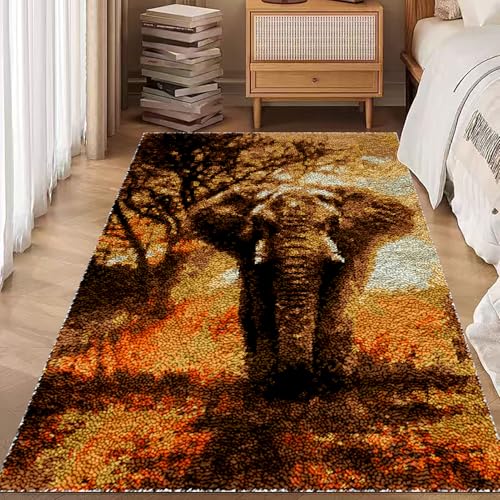 40 x 70 cm Knüpfteppich Knüpf-Sets Zum Selber Groß Knüpfen für Erwachsene Latch Hook Kit DIY Knüpfset Häkelteppich Handwerk DIY Teppich Handarbeit Selbst Knüpfen Set von Laegnfho