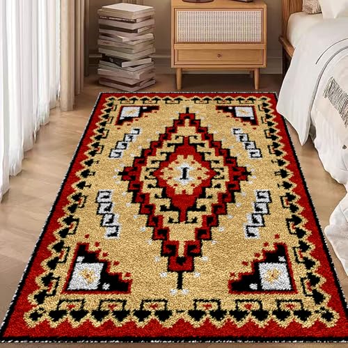 75 x 110 cm Knüpfteppich Knüpf-Sets Zum Selber Groß Knüpfen für Erwachsene Latch Hook Kit DIY Knüpfset Häkelteppich Handwerk DIY Teppich Handarbeit Selbst Knüpfen Set von Laegnfho