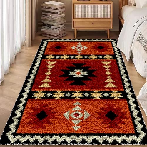 80 x 115 cm Knüpfteppich Knüpf-Sets Zum Selber Groß Knüpfen für Erwachsene Latch Hook Kit DIY Knüpfset Häkelteppich Handwerk DIY Teppich Handarbeit Selbst Knüpfen Set von Laegnfho