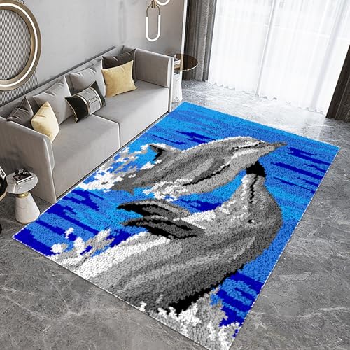 Knüpfteppich Zum Selber Knüpfen-Sets Groß, Latch Hook Rug, Vorgedrucktes Muster Leinwand Teppich Stickerei Handwerk Für Erwachsene Handarbeiten diy Teppich Handarbeit Selbst Knüpfen Set 61 x 87 cm von Laegnfho