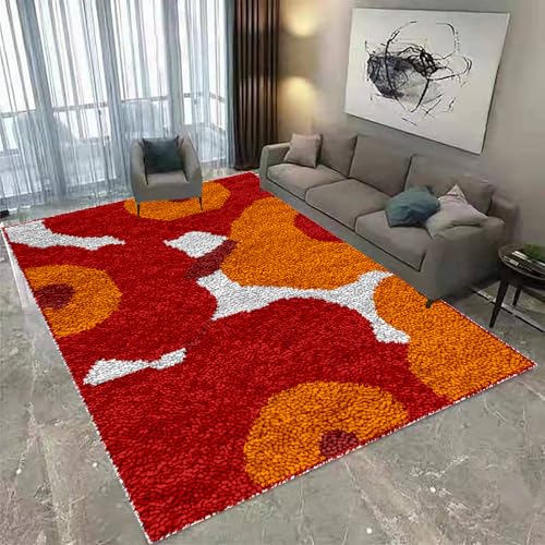 Laegnfho 130 x 150 cm Knüpfteppich Zum Selber Knüpfen DIY Verriegelungshaken-Kit für Erwachsene, Kreuzstich-Kit Teppich Herstellung Kissen Handarbeit für Anfänger, Teppich Knüpfen Set Erwachsene von Laegnfho