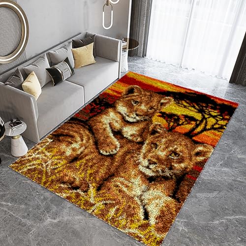 Laegnfho 40 x 70 cm KnüPfteppich zum Selber KnüPfen Knüpfen Set Erwachsene Knüpfteppich KnüPfset mit Knüpfhaken Teppich KnüPfen Set Erwachsene Bedruckte Stramin Knüpfen Set Für Erwachsene von Laegnfho