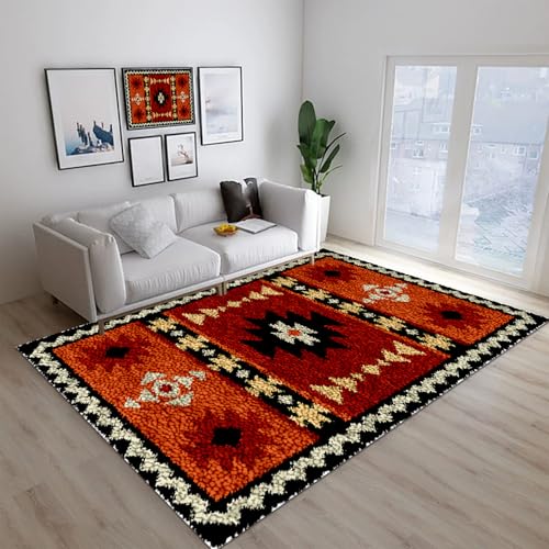 Laegnfho Knüpfhaken-Teppich-Set DIY-Knüpfhaken Teppich Herstellungs-Set für Erwachsene Kreuzstich-Set Teppichherstellung Heimdekoration Knüpfteppich Zum Selber Knüpfen 61 x 87 cm von Laegnfho