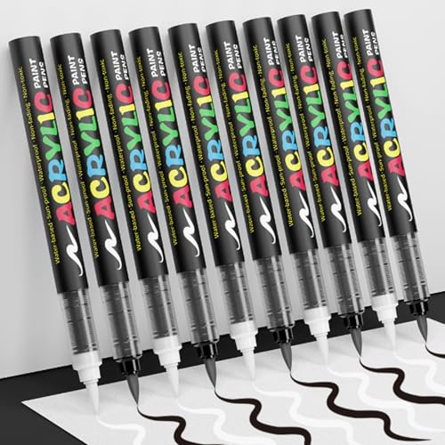 Laestyee Acrylstifte Schwarz,1.0-6.0mm permanent marker weiß, wasserfeste, Geeignet zum Malen von Stein, Grabstein, Reifen, Glas, Holz, Metall, Ostereier und Weihnachtsdekorationen.（8 Stücke） von Laestyee