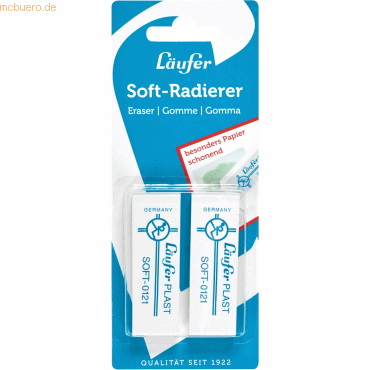 12 x Läufer Radierer Plast Soft 0121 65x21x12mm weiß VE=2 Stück 12 x Läufer Radierer Plast Soft 0121 65x21x12mm weiß VE=2 Stück von Läufer