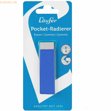 12 x Läufer Radiergummi Pocket Kunststoff PVC-frei blau 12 x Läufer Radiergummi Pocket Kunststoff PVC-frei blau von Läufer