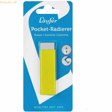 12 x Läufer Radiergummi Pocket Kunststoff PVC-frei gelb von Läufer