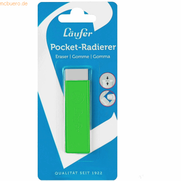 12 x Läufer Radiergummi Pocket Kunststoff PVC-frei grün 12 x Läufer Radiergummi Pocket Kunststoff PVC-frei grün von Läufer