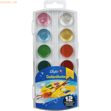 Läufer Deckfarbkasten VE=12 Farben (4 perlmutt glitzernde und 8 leucht von Läufer
