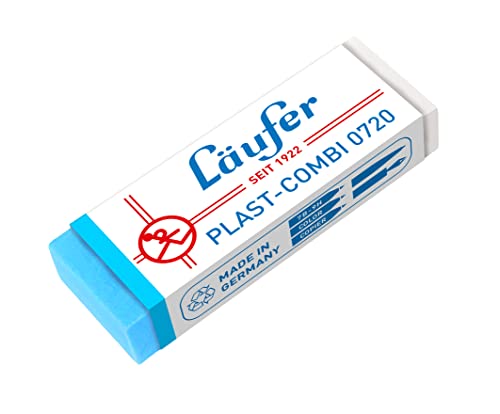 Läufer 00720 Plast-Combi 0720 Radierer, Radiergummi für Bleistifte, Farbstifte, Tinten und Tuschen, transparent-blau von Läufer