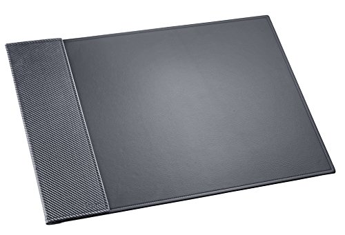 Läufer 38058 Concerto Schreibtischunterlage aus Leder mit Kalender und Notizblock, Echt Leder, schwarz, carbon, Ziernaht gold, Handgefertigt aus Echtleder in Deutschland, Schreibunterlage aus Leder von Läufer