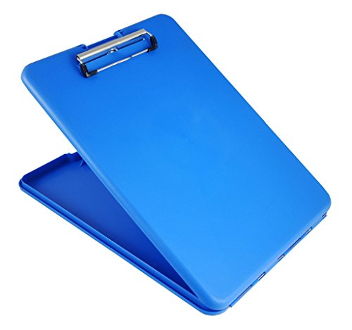 Läufer 55804 SlimMate Portable Desktop Klemmbrett mit Innenfach, für DIN A4 besonders flach, abgerundete Ecken, oben öffnend, Kunststoff, blau von Läufer