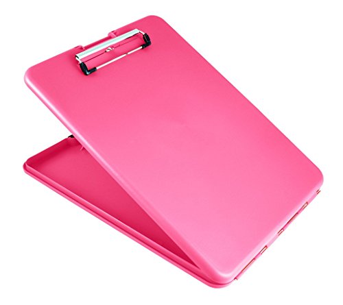 Läufer 55806 SlimMate Portable Desktop Klemmbrett mit Innenfach, für DIN A4 besonders flach, abgerundete Ecken, oben öffnend, Kunststoff, pink von Läufer
