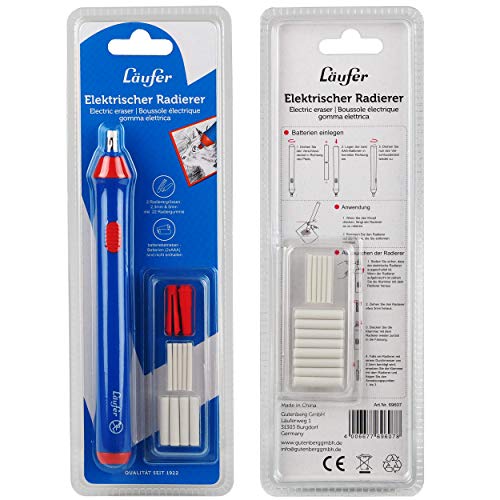 Läufer 69607 Elektrischer Radiergummi, batteriebetriebener Radierstift, wechselbare Aufsätze mit 2 Größen, inkl. 23 Radierer Läufer 69607 Elektrischer Radiergummi, batteriebetriebener Radierstift, wechselbare Aufsätze mit 2 Größen, inkl. 23 Radierer von Läufer