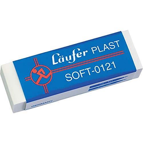 Läufer 00121 Plast Soft 0121 Radierer, weicher Radiergummi aus Kunststoff, für Bleistifte und Buntstifte, weiß von Läufer
