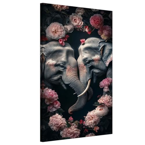 Diamond Painting Erwachsene Elefant Diamond Painting Blume Basteln Erwachsene Diamant Bilder Geschenke Set，DIY 5D Diamant Stickerei Kreuzstich Malerei Set für Wand Arts Heimdekoration 60x120cm Xy-1152 von Laewaele
