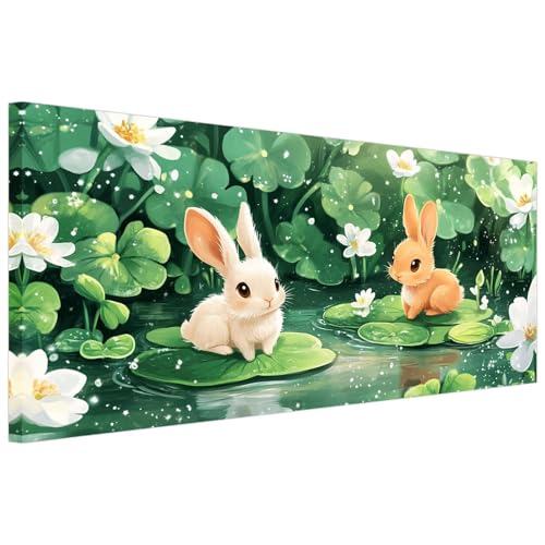 Diamond Painting Kaninchen Diamond Painting Erwachsene See DIY Full Drill Diamant Bilder Anfänger Set，Runder Vollbohrer Malerei Stickerei Kreuzstich，Geeignet Geschenke Home Wand Dekor 55x110cm Xy-507 von Laewaele
