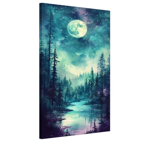Diamond Painting Mond Diamond Painting Erwachsene See DIY Full Drill Diamant Bilder Anfänger Set，Runder Vollbohrer Malerei Stickerei Kreuzstich，Geeignet Als Geschenke Home Wand Dekor 80x160cm Xy-1155 von Laewaele