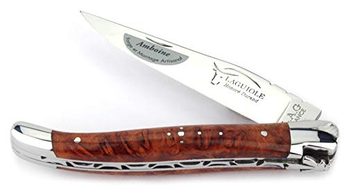 Laguiole Honoré Durand 11 cm Taschenmesser 2211INABAMB Griff Amboina Holz, Messer Klinge und Backen glänzend von Laguiole Honoré Durand