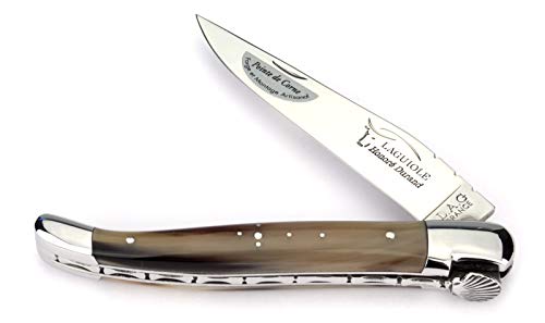 Laguiole Honoré Durand Taschenmesser Hornspitze 12 cm Pilger-Messer Sondermodell Jakobsmuschel Klinge und Backen Stahl glänzend von Laguiole Honoré Durand