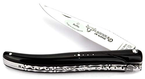 Laguiole en Aubrac Taschenmesser 12 cm Doppelplatine L0912BUIF Griff Büffelhorn Messer Klinge glänzend von LAGUIOLE EN AUBRAC L