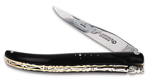 Laguiole en Aubrac Taschenmesser 12 cm Doppelplatine LAIT/IN L0912BU1F Griff Büffelhorn Messer Klinge glänzend von LAGUIOLE EN AUBRAC L