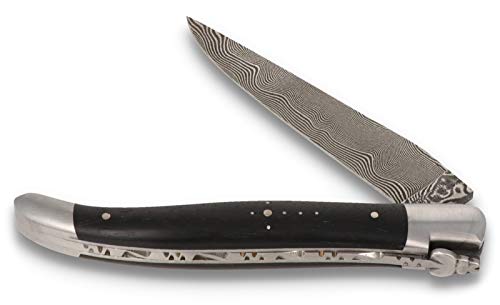Laguiole en Aubrac Taschenmesser - 12 cm Griff Ebenholz - Klinge Balbach DSC Carbon Damast - Original Messer Frankreich von Laguiole en Aubrac