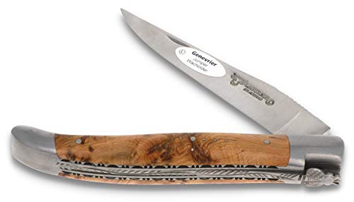 Laguiole en Aubrac Taschenmesser 12 cm - Griff Wacholder - Doppelplatine - Klinge 10 cm und Backen matt - Frankreich Messer von LAGUIOLE EN AUBRAC L
