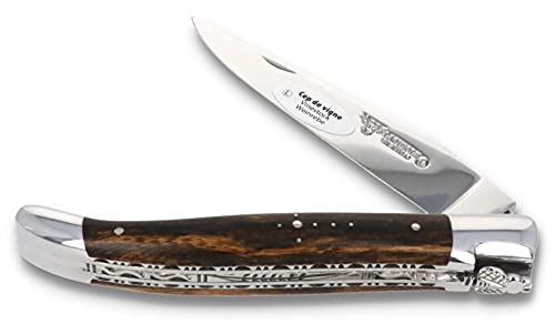 Laguiole en Aubrac Taschenmesser - 12 cm - Griff Weinrebe - Doppelplatine - Klinge und Backen glänzend - Messer Frankreich von LAGUIOLE EN AUBRAC L