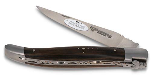 Laguiole en Aubrac Taschenmesser 12 cm - Griff fossile Mooreiche - Frankreich Messer - Klinge und Backen matt - Original mit Zertifikat von LAGUIOLE EN AUBRAC L