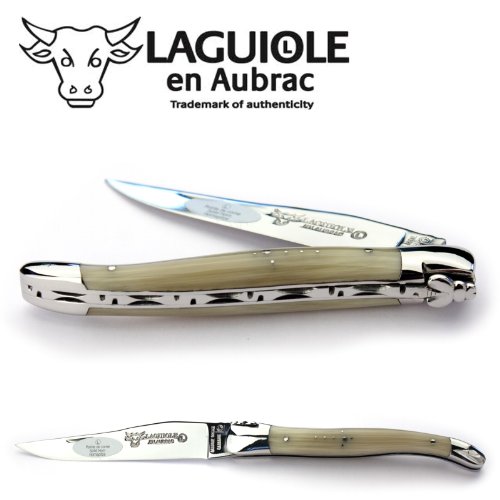 Laguiole en Aubrac Taschenmesser L0212PCIF 12 cm Messer Klinge und Backen glänzend Griff Hornspitze von Laguiole en Aubrac
