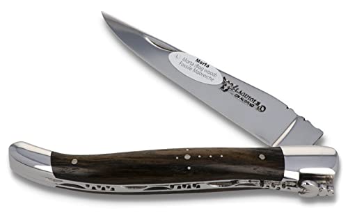 Laguiole en Aubrac Taschenmesser L0212RTIF 12 cm, Griffschalen fossile Mooreiche, Messer Klinge und Backen glänzend von LAGUIOLE EN AUBRAC L