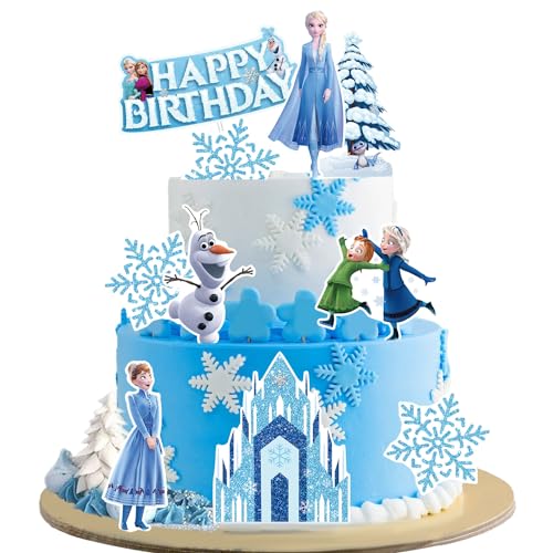 Lahe Frozen Kuchen Deko, Happy Birthday Tortendeko, Frozen Geburtstagsdeko Mädchen Cake Topper Geburtstag Set für Party Dekoration zum Kinder Torten Deko(10 Stück) von Lahe