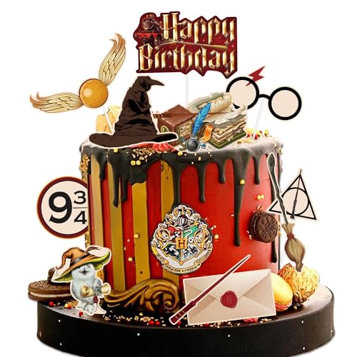 Lahe Magier Kuchen Deko, Wizard Tortendeko Magier Geburtstag Kuchen Deko Set für Junge Mädchen Birthday Party Dekoration Magical Wizard Kuchen Deko zum Kinder (11 Stück) von Lahe