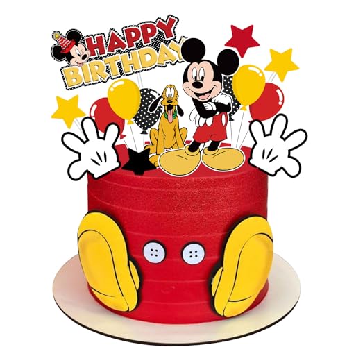Lahe Tortendeko Geburtstag, Mickey Kuchen Deko, Happy Birthday Tortendeko, Mouse Cake Topper Geburtstag für Mädchen Junge Party Dekoration zum Torten Deko (11 Stück) von Lahe