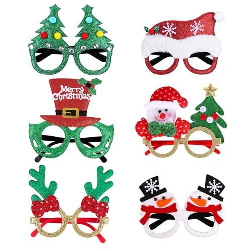 6pcs Weihnachten Brille Rahmen, Weihnachtsgläser Weihnachtsfeier Brille Weihnachten Brillengestell Lustige Weihnachtsbrillen,Partybrille für Erwachsene & Kinder Deko Maskerade Karneval Geburtstags 6pcs Weihnachten Brille Rahmen, Weihnachtsgläser Weihnachtsfeier Brille Weihnachten Brillengestell Lustige Weihnachtsbrillen,Partybrille für Erwachsene & Kinder Deko Maskerade Karneval Geburtstags von Lahviuu