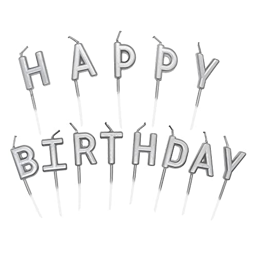 Alles Gute zum Geburtstag Kerzen,1 Satz Happy Birthday Kerze,Tortendeko Kuchen Topper für Geburtstag,Deko Geburtstagskerzen für Geburtstag Party Feier Lieferungen(Silber) von Lahviuu