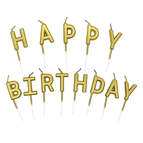 Lahviuu Alles Gute zum Geburtstag Kerzen,1 Satz Happy Birthday Kerze,Tortendeko Kuchen Topper für Geburtstag,Deko Geburtstagskerzen für Geburtstag Party Feier Lieferungen(Gold) von Lahviuu