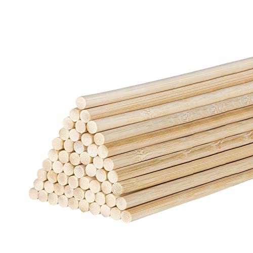 Bambusstäbe, 50 pcs Runden Holzstäbe Bambusstreifen Eisstiele Holz Holzleisten Holzstab Pole Wrap Holzstäbchen zum Basteln,für Bastelprojekte, 30cm*5mm von Lahviuu
