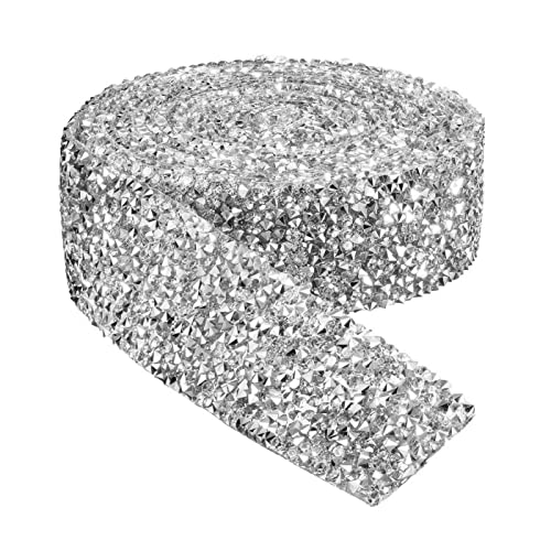 Kristall Strass Diamant Band,1 Rollen Kristall Strassband Strasssteine Selbstklebend Glitzersteine Glitzerband Strass Rollenband Kristallband,für Hochzeit Dekoration Basteln DIY Geburtstag 3cm Silber von Lahviuu