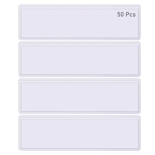 Lahviuu 50pcs Etikettenhalter Selbstklebend, Selbstklebende Etiketten Halter Namensschild Briefkasten Beschriftungsfenster,Kunststoff Karteikarte Etikettentaschen für Regal Supermarkt Schule von Lahviuu