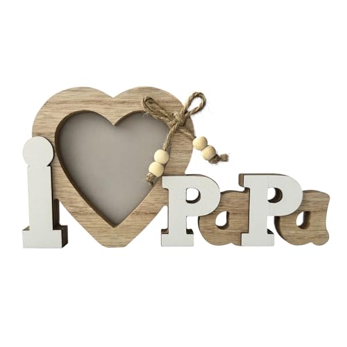 Lahviuu Bilderrahmen Aus Holz - I Love Papa, Personalisierter Fotorahmen Foto Geschenk für Geburtstag Weihnachten Vatertag von Lahviuu