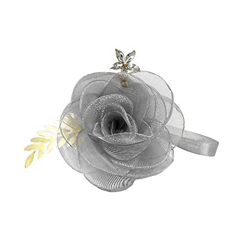 Lahviuu Blumenarmband Hochzeit Handgelenk Hand Blume Handgelenk Blume Handgelenk Corsage Bands Brautjungfern Armband Boutonniere Blumen,für Hochzeiten Bankette Jubiläumsdaten Abschlussball(Grau) von Lahviuu