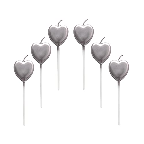 Herz Geburtstagskerzen,6 Pcs Cake Topper Dekorationen Ggeburtstag Kerzen Metallisch Kuchen Kerzen für Kinder Geburtstag Hochzeit Party Jahrestag Valentinstag Festival,Silber Herz Geburtstagskerzen,6 Pcs Cake Topper Dekorationen Ggeburtstag Kerzen Metallisch Kuchen Kerzen für Kinder Geburtstag Hochzeit Party Jahrestag Valentinstag Festival,Silber von Lahviuu
