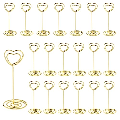 Lahviuu Tischkartenhalter, 20 Stück Herz Kartenhalter Menükartenhalter Fotohalter aus Metall Platzkartenhalter Clip Memohalter Tisch Nummer Halter, für Hochzeit Party Büro Restaurant, Gold 35x85mm Lahviuu Tischkartenhalter, 20 Stück Herz Kartenhalter Menükartenhalter Fotohalter aus Metall Platzkartenhalter Clip Memohalter Tisch Nummer Halter, für Hochzeit Party Büro Restaurant, Gold 35x85mm von Lahviuu