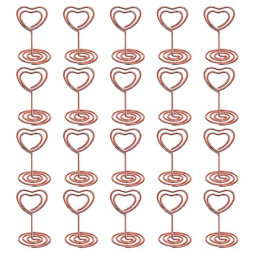 Tischkartenhalter,20 Stück Kartenhalter Menükartenhalter Fotohalter aus Metall Platzkartenhalter Clip Memohalter Tisch Nummer Halter,für Hochzeit Party Büro Restaurant(Herz/Rose Gold) von Lahviuu